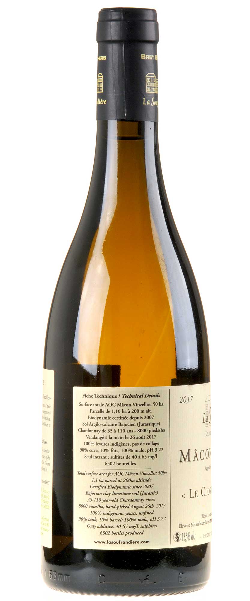 Bret Brothers & La Soufrandière Mâcon-Vinzelles "Le Clos de Grand-Père" 2017 Bio links