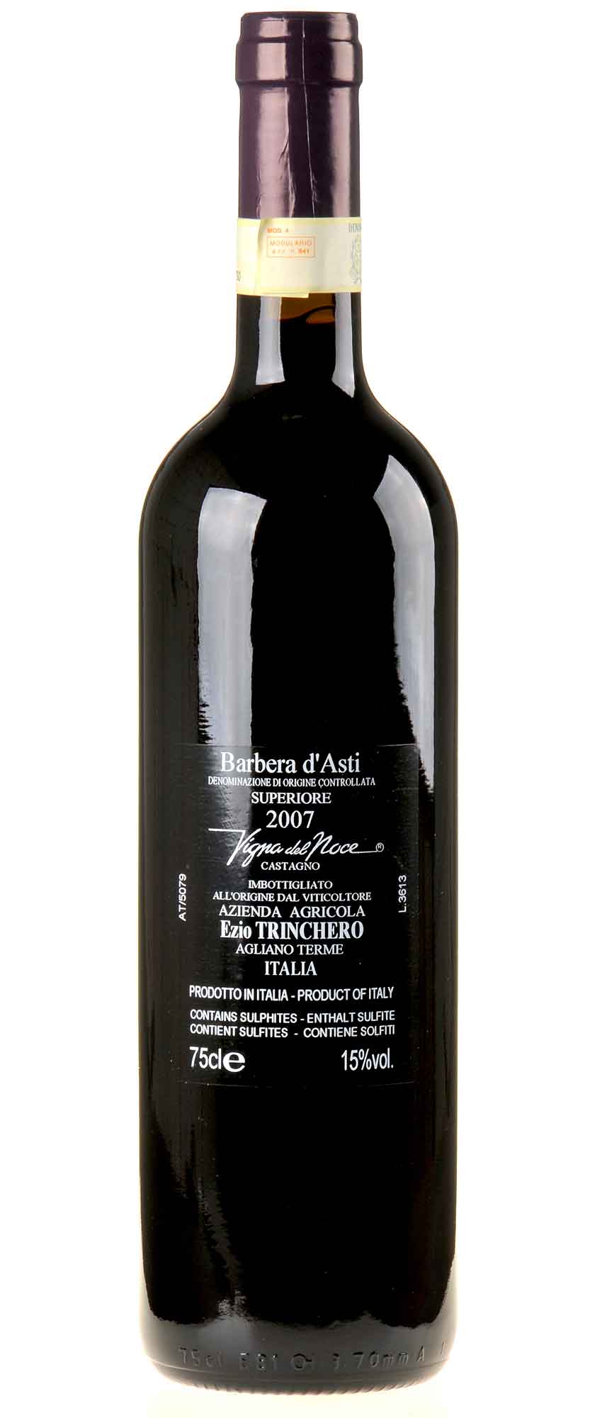 Rücketikette Trinchero Vigna del Noce 2007