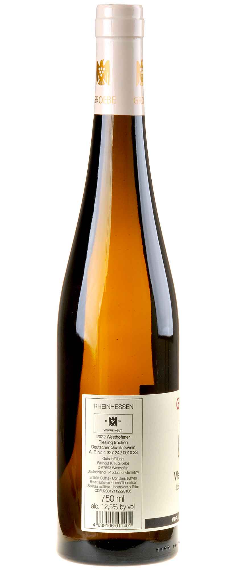 K.F. Groebe Riesling Westhofener trocken Aus Ersten Lagen 2022 Rücketikett