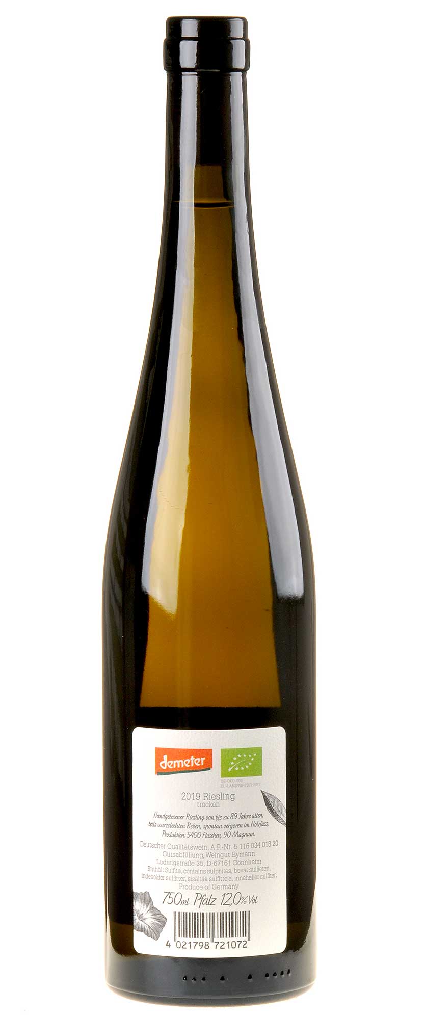 Weingut Eymann Riesling Alte Reben Toreye Bio 2019 Rücketikette