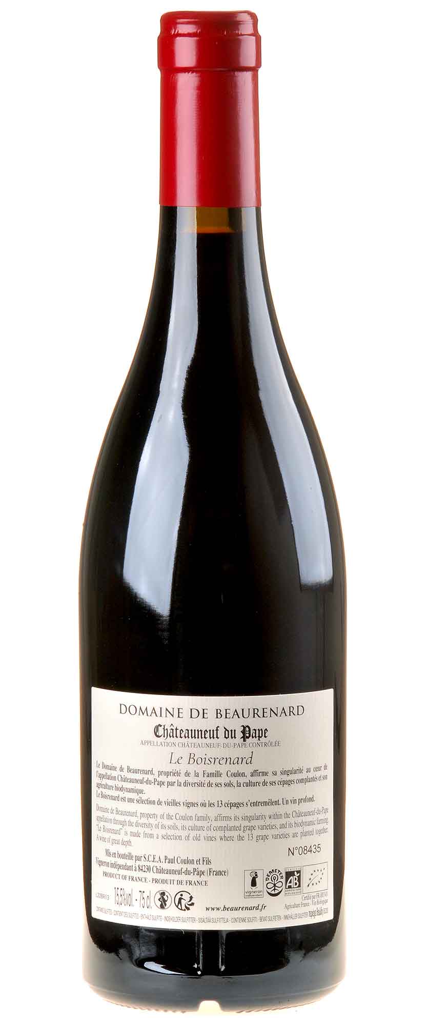 Domaine de Beaurenard Châteauneuf-du-Pape Le Boisrenard Rouge Bio 2020 Rücketikett