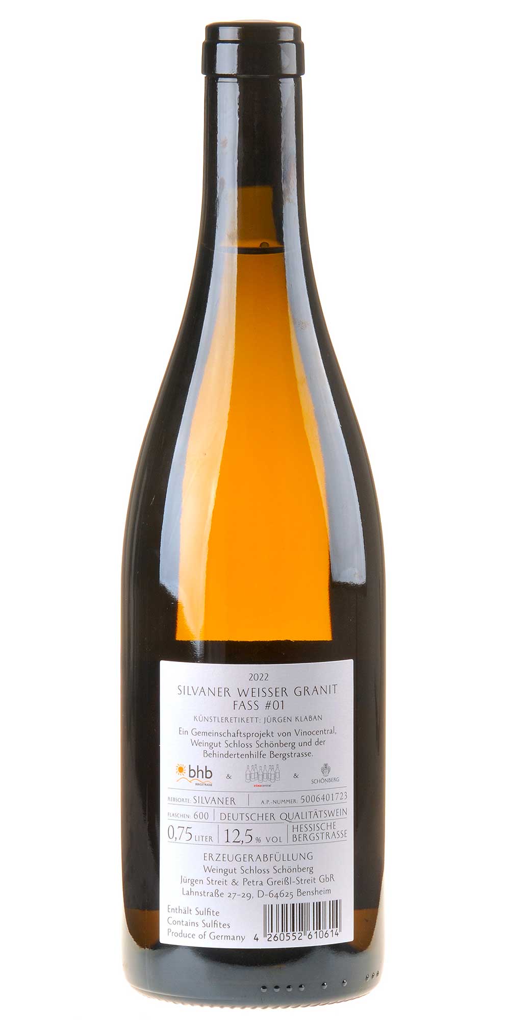 Weingut Schloss Schönberg Silvaner Weißer Granit Fass 01 2022 vinocentral UNIKAT Rücketikett