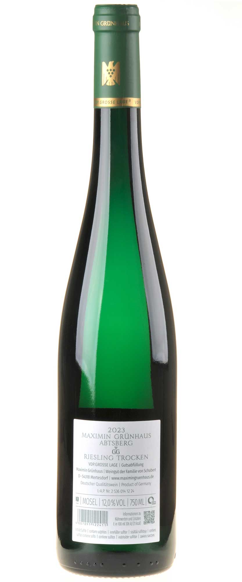 Maximin Grünhaus Riesling Abtsberg Großes Gewächs 2023 Rücketikett