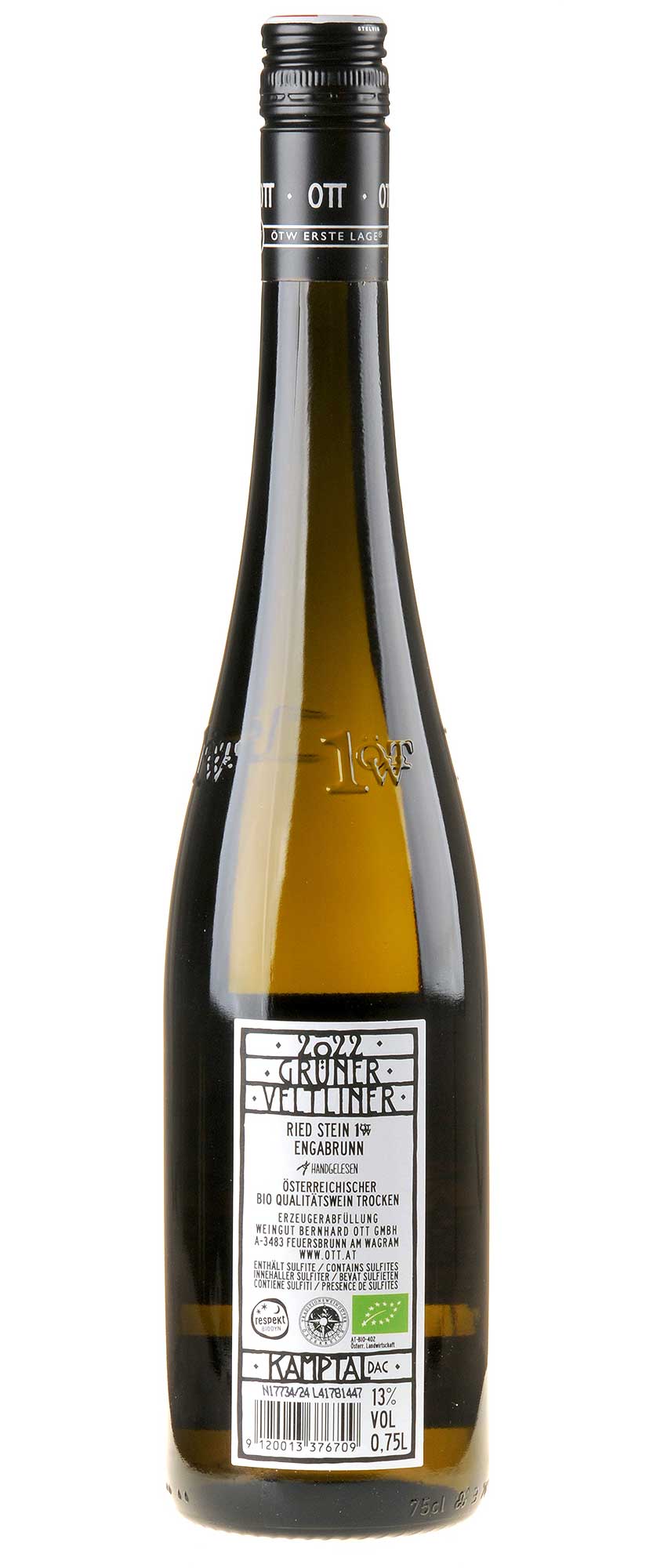 Bernhard Ott Grüner Veltliner Engabrunner Ried Stein 1. Lage Bio 2022 Rücketikett