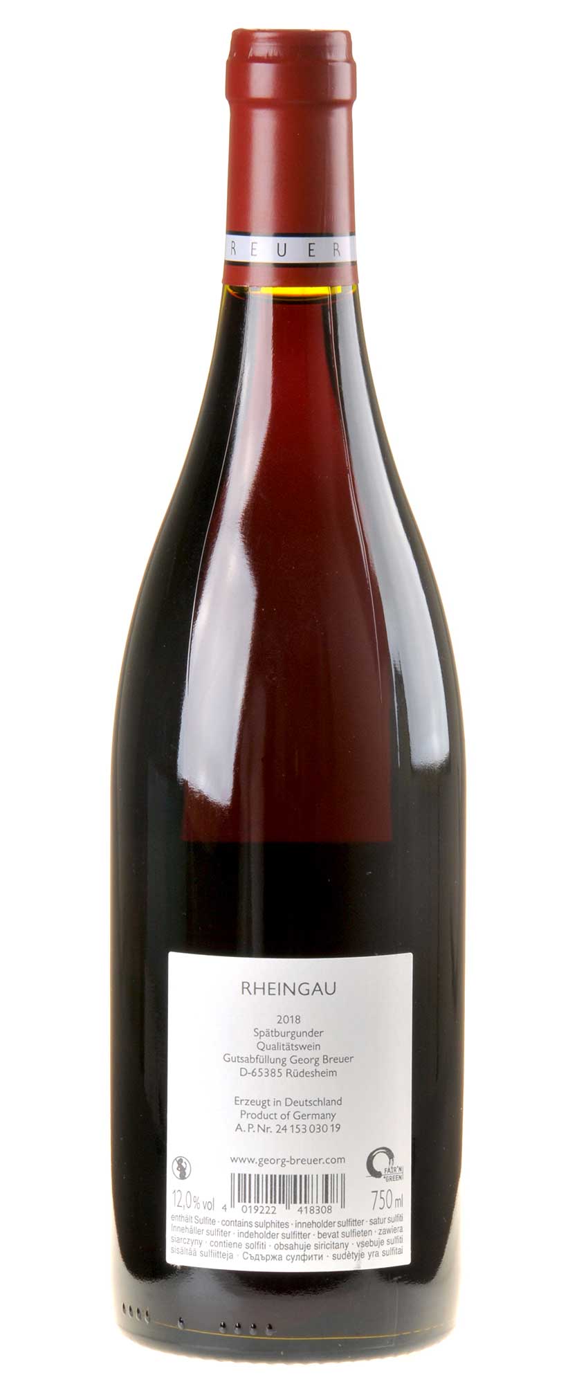 Weingut Georg Breuer Spätburgunder 2018 Rücketkette