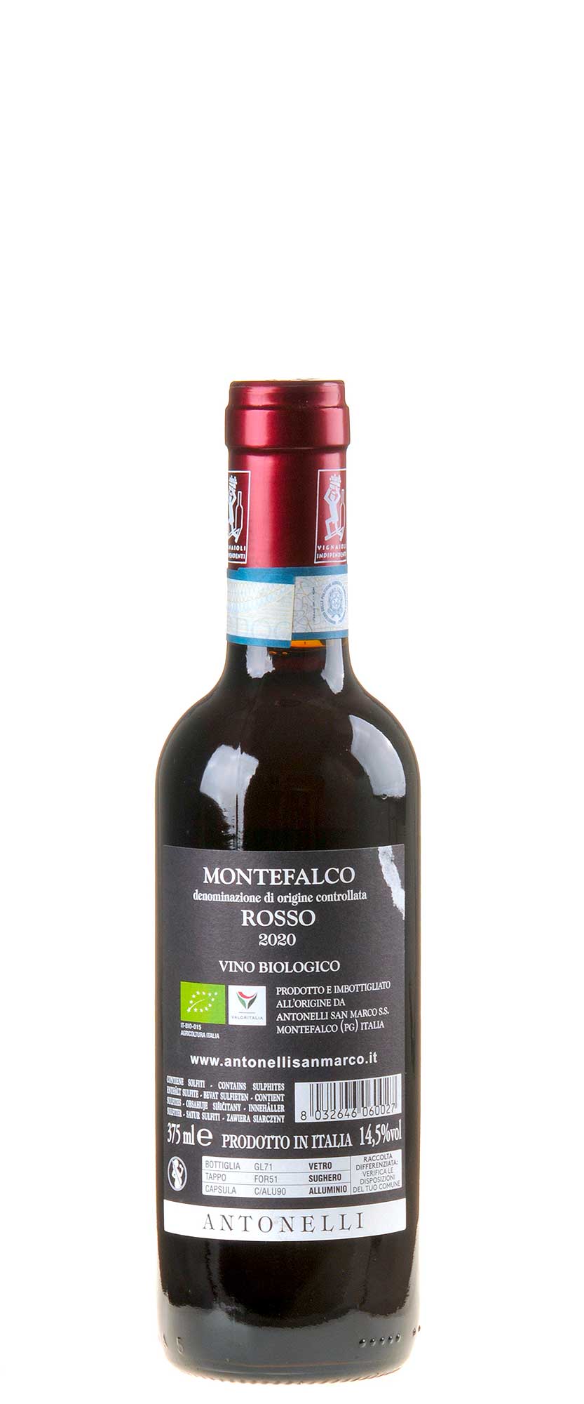 Antonelli Montefalco Rosso Bio 2020 0,375l Rücketikett
