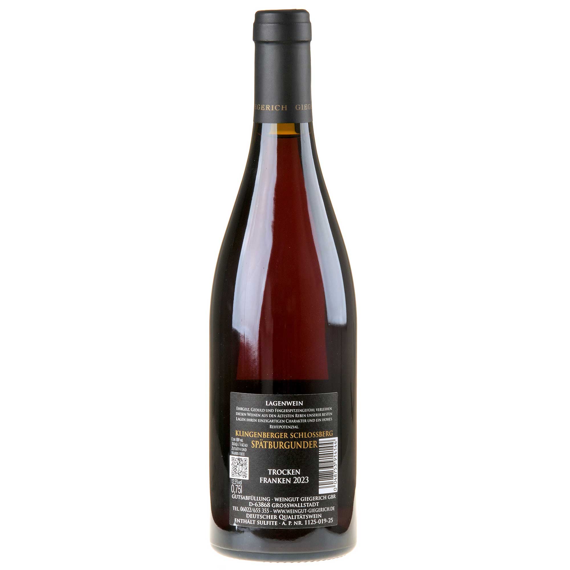 Weingut Giegerich Spätburgunder Schlossberg 16*26 2023 Rücketikett