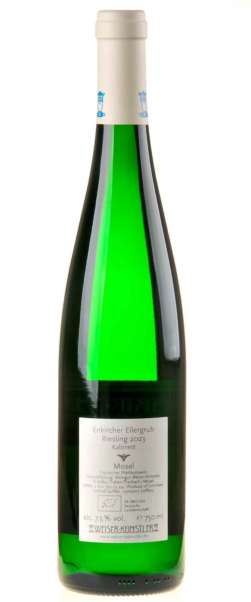 Weiser-Künstler Riesling Enkircher Ellergrub Kabinett Bio 2023 Rücketikett
