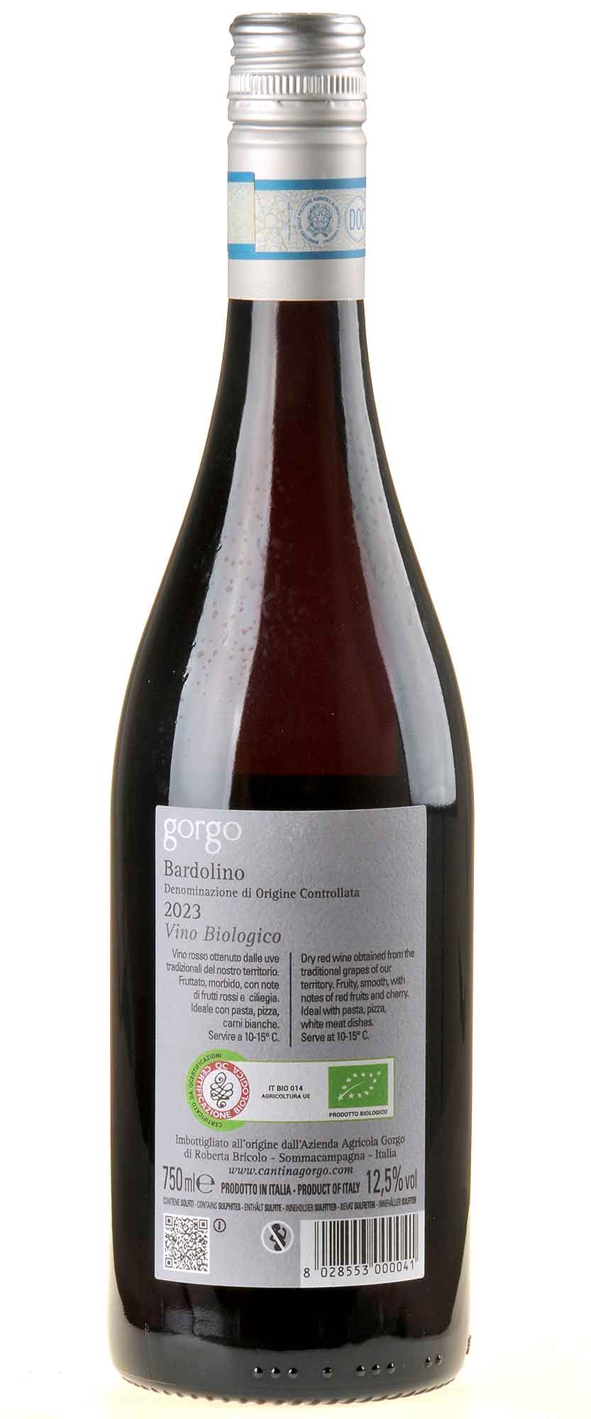 Gorgo Bardolino Bio 2023 Rücketikett