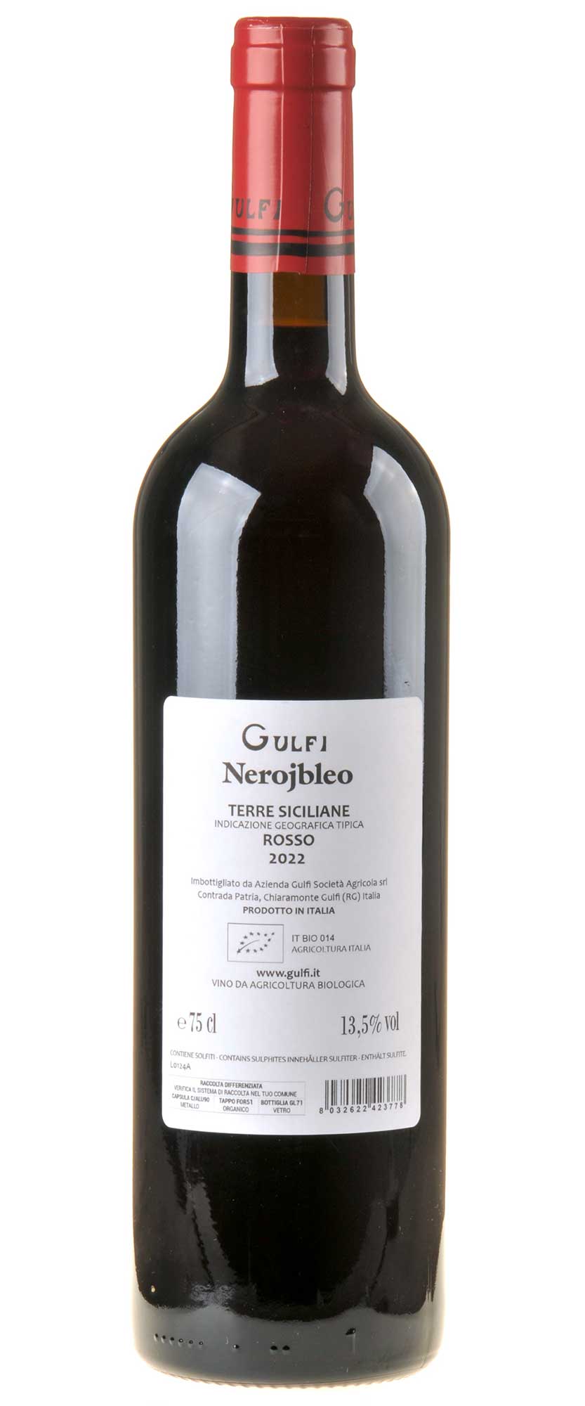 Gulfi Nerojbleo Nero d'Avola Bio 2022 Rücketikett
