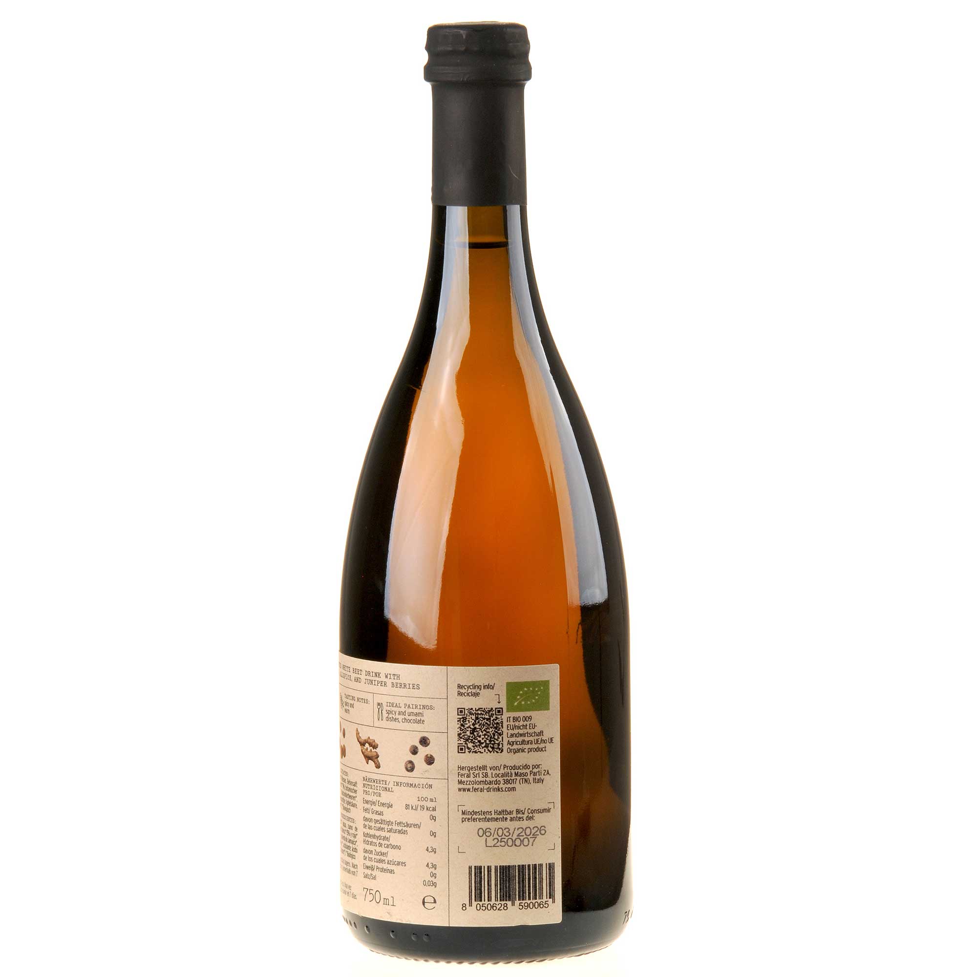 Feral Drinks Feral Nr. 2 White: White Beet, Ginger, Allspice Rücketikett