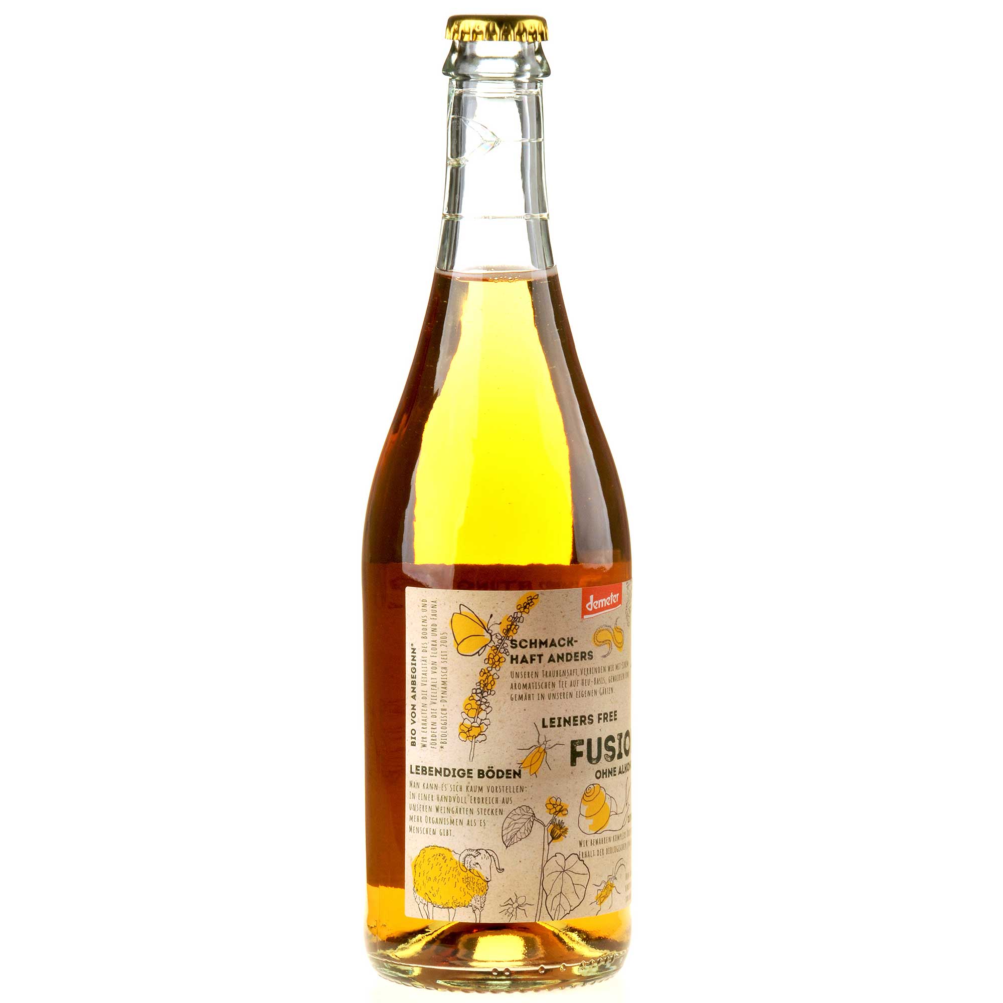 Weingut Leiner Fusion Free mit Wiesenkräutern Bio Ruecketikett