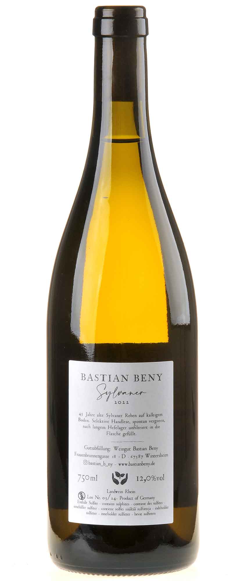 Weingut Bastian Beny Sylvaner 2022 Rücketikett