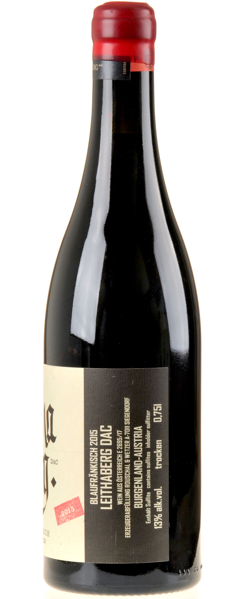 Peter Wetzer Blaufränkisch Leithaberg 2015 Rücketikette