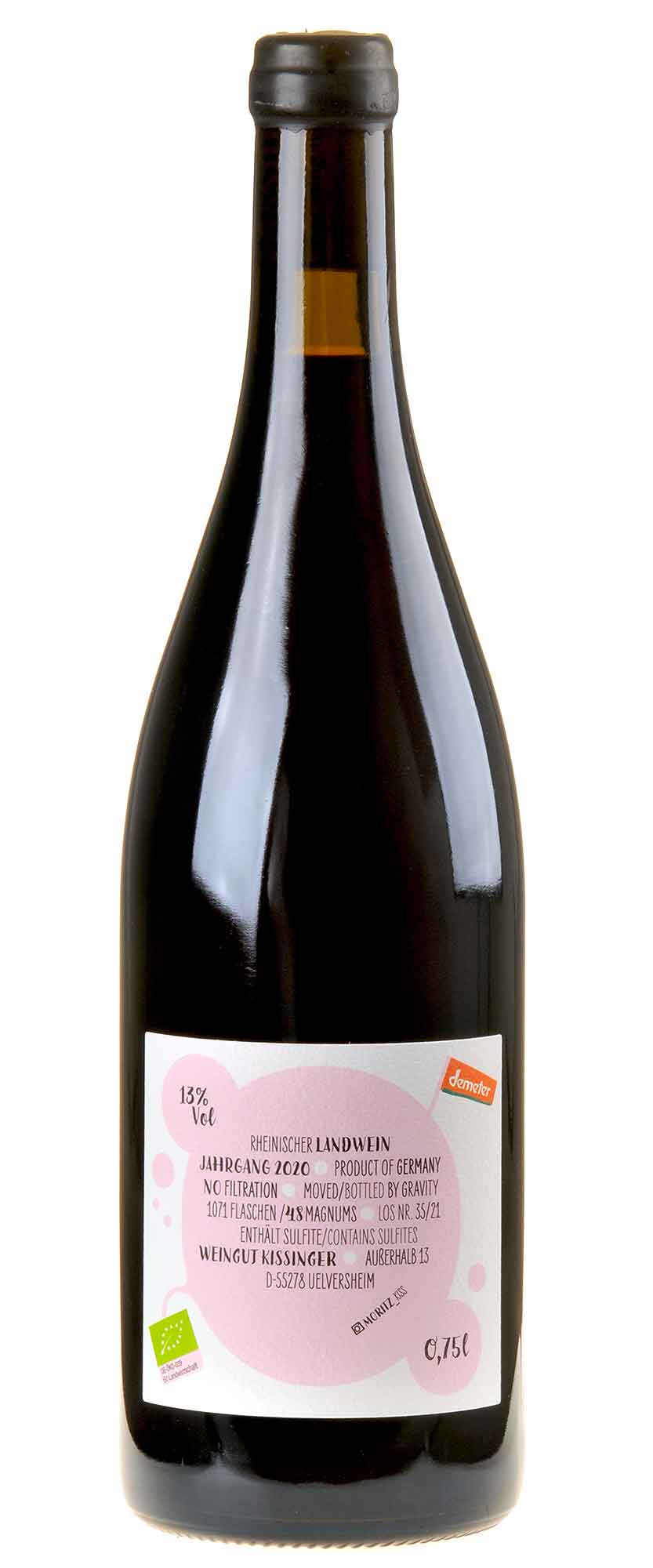 Moritz Kissinger Spätburgunder Bio 2020 Rücketikett