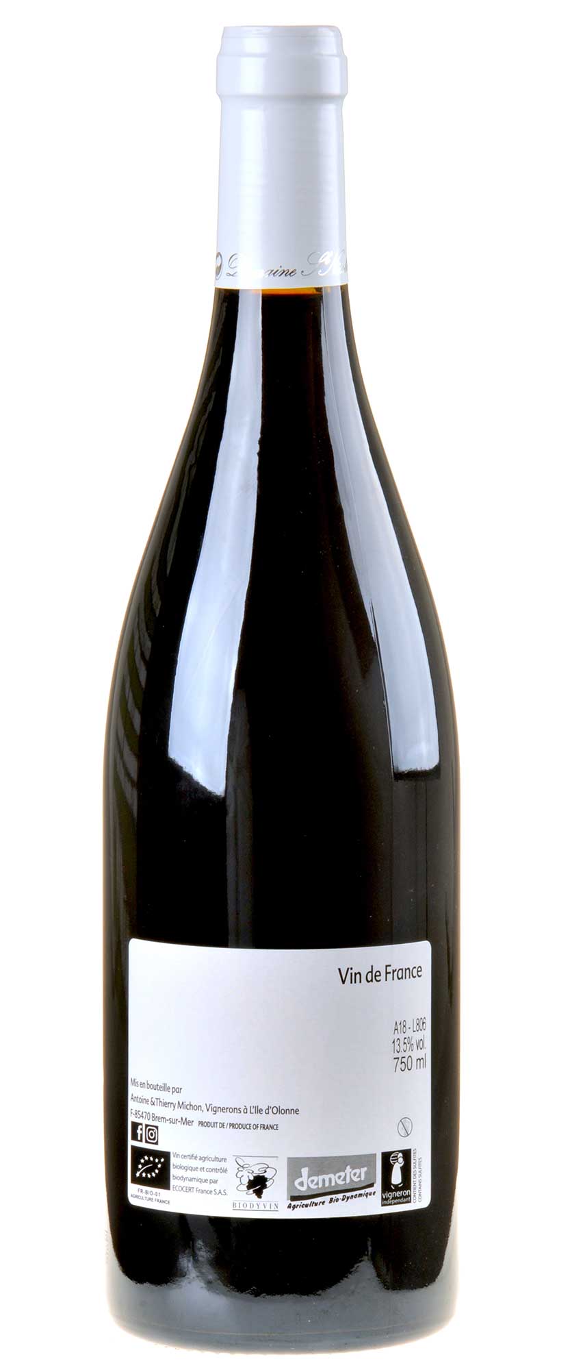 Domaine Saint Nicolas "Reflets" Fiefs Vendéens Bio 2018 Rücketikette