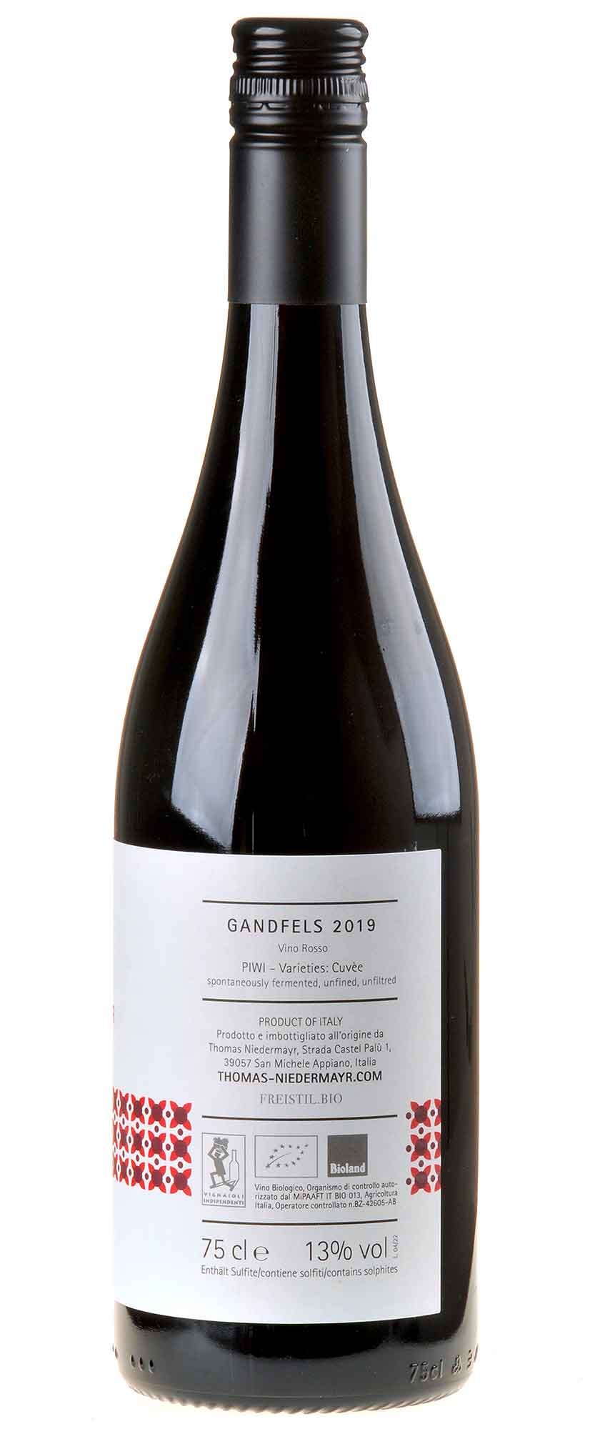 Thomas Niedermayr Gandfels Bio 2019 Rücketikett