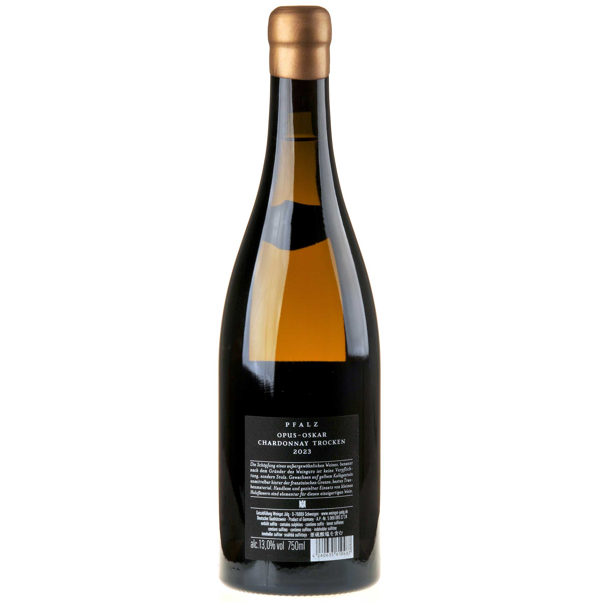 Weingut Jülg Chardonnay Opus-Oskar 2023 Rücketikett