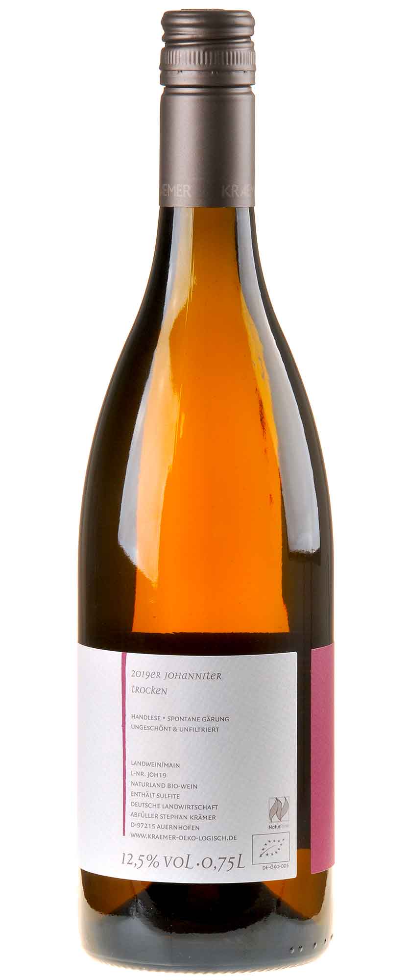 Ökologischer Land- & Weinbau KRAEMER Johanniter Steillage Muschelkalk Bio 2019 Rücketikett