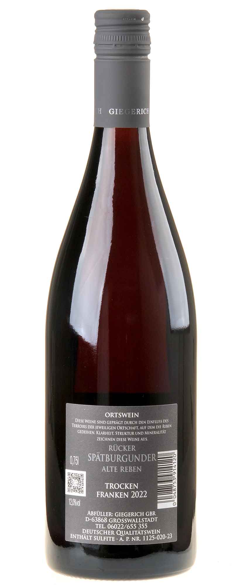 Weingut Giegerich Spätburgunder Rücker Alte Reben 2022 Rücketikett