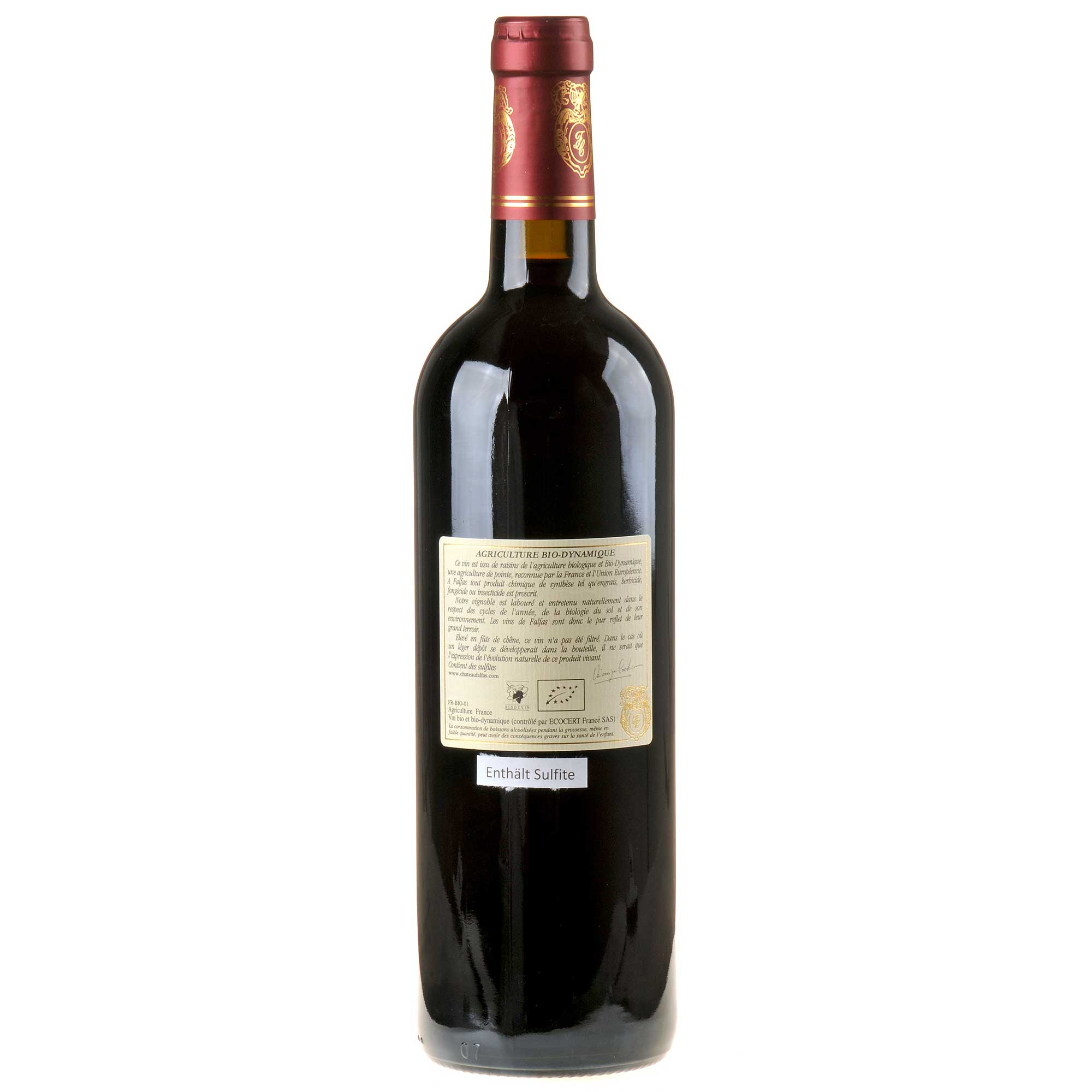 Château Falfas Côtes de Bourg Bordeaux Bio 2017 Rücketikett