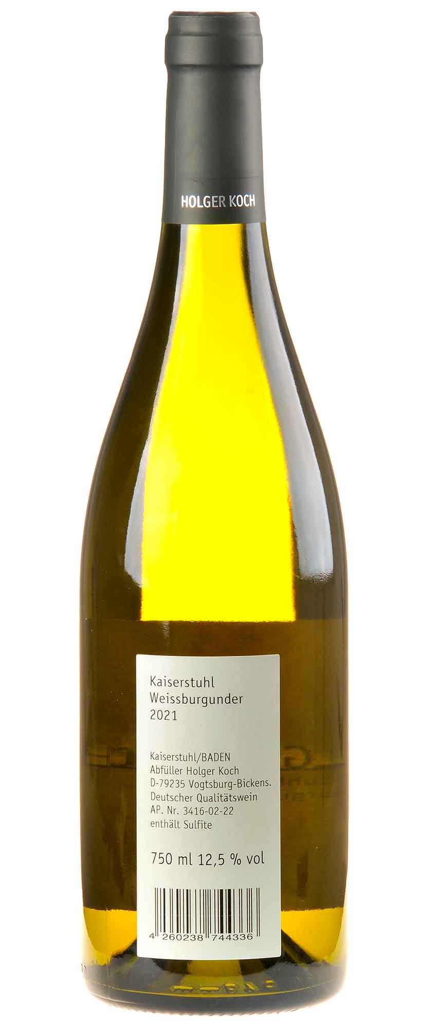 Holger Koch Weißburgunder Kaiserstuhl 2021 Rücketikett