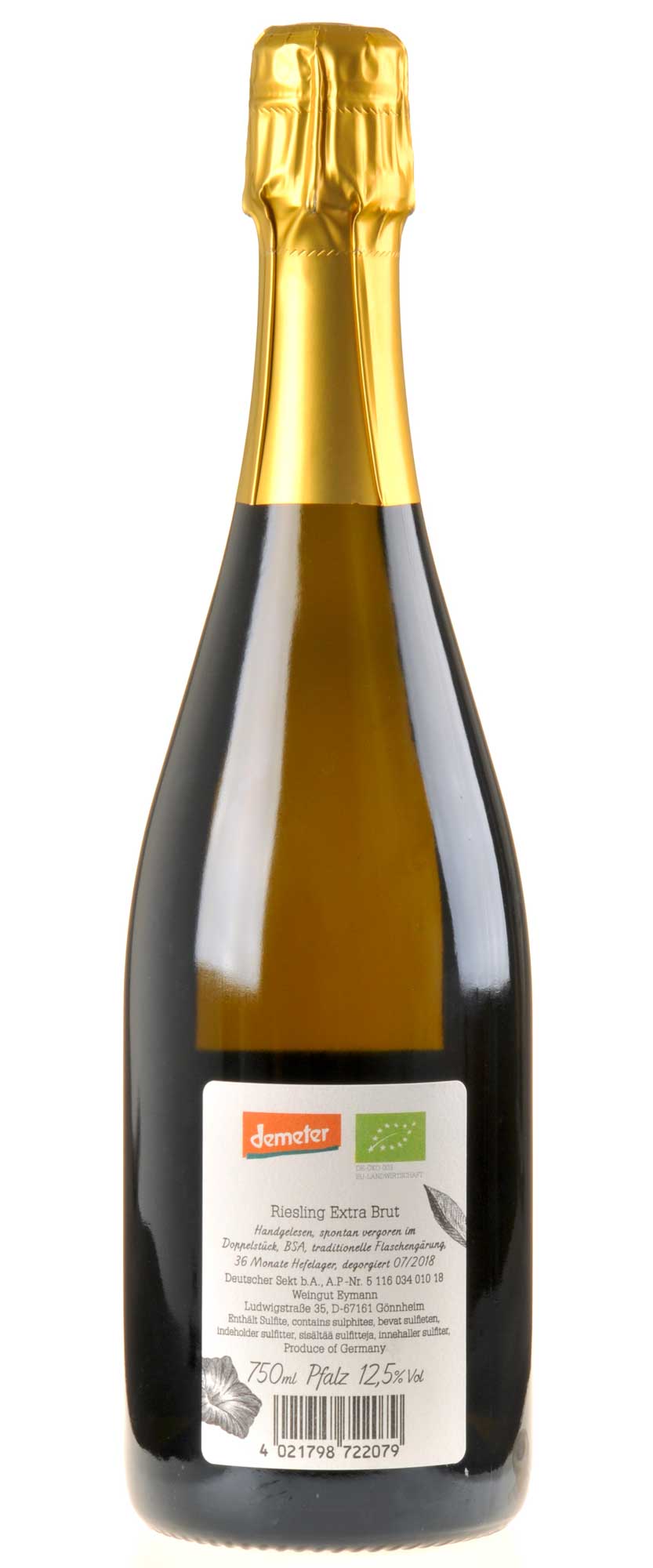 Weingut Eymann Riesling Extra Brut Rückertikette