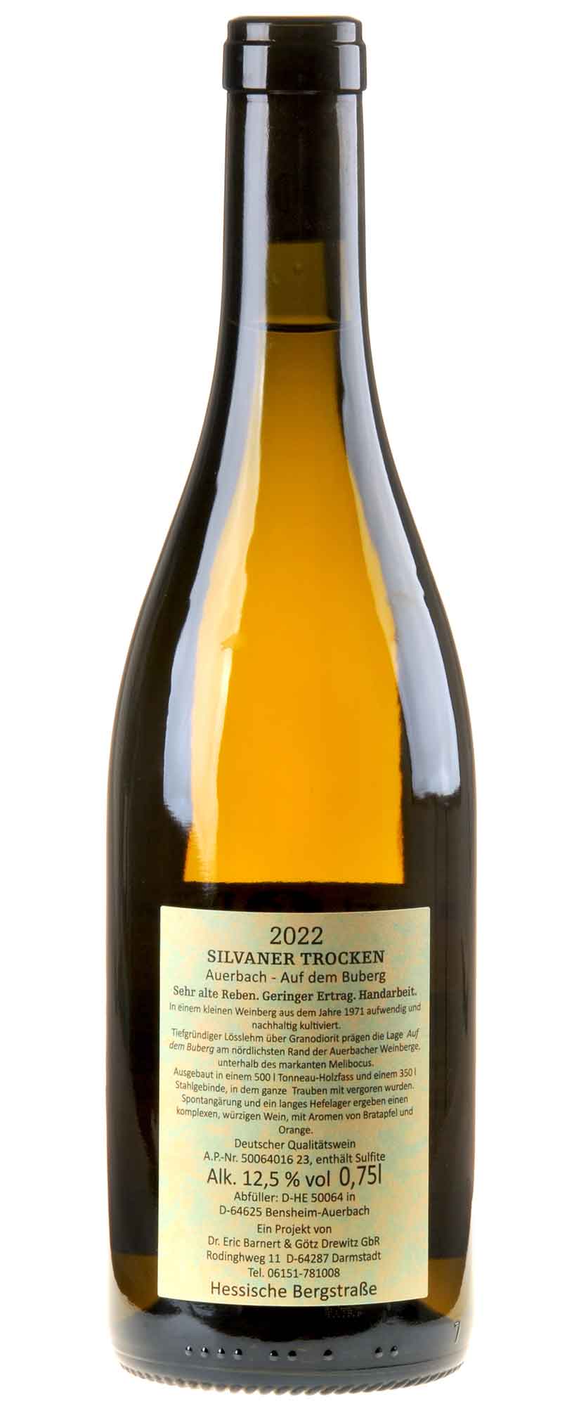 Barnert & Drewitz Silvaner Auf dem Buberg Alte Reben 2022 Rücketikett