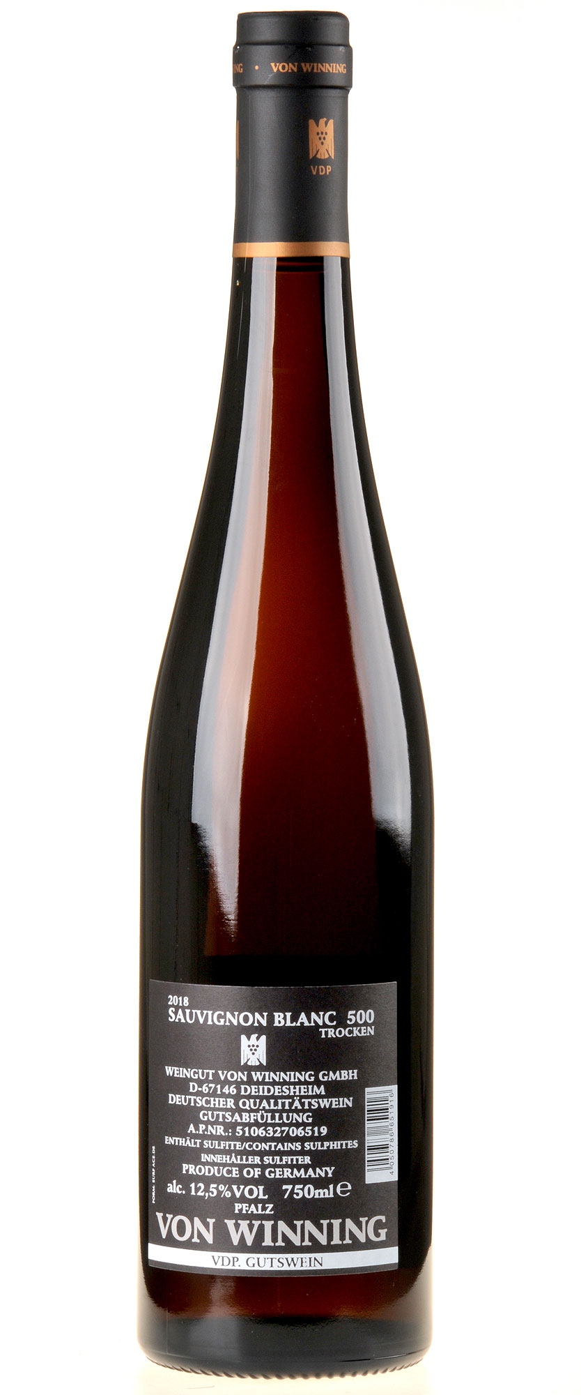 Von Winning Sauvignon Blanc 500 2018 Rücketikette