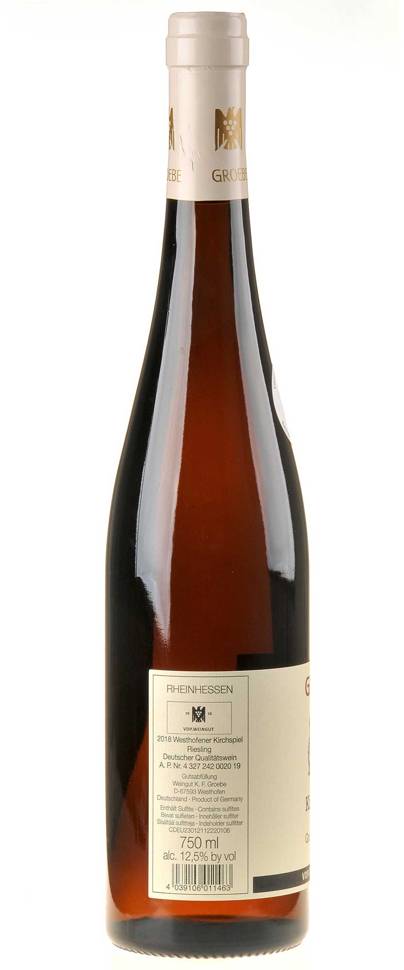 K.F. Groebe Riesling Kirchspiel Grande Reserve 2018 - Versteigerungswein Rücketikett