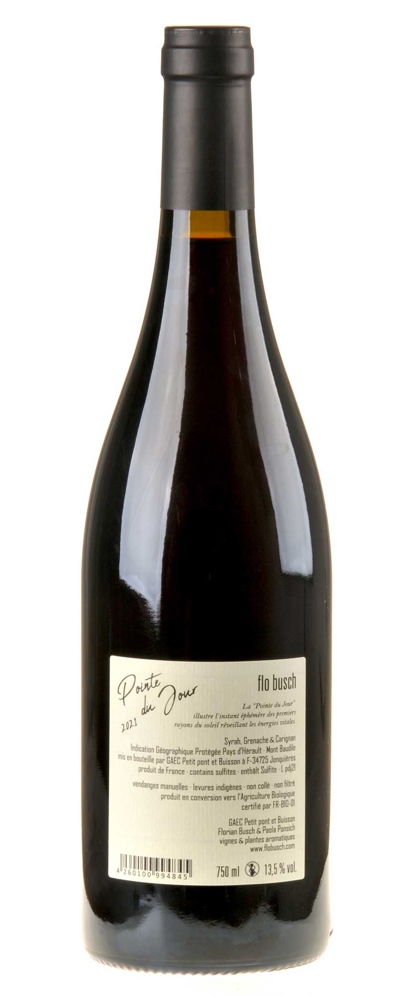 Flo Busch Pointe du Jour 2021 Rücketikett