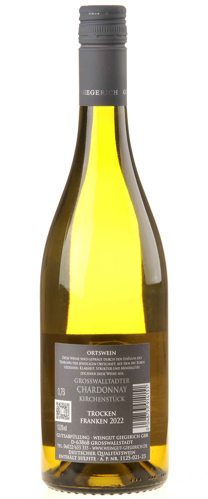 Weingut Giegerich Chardonnay Grosswallstadter Kirchenstück 2022 Rücketikett