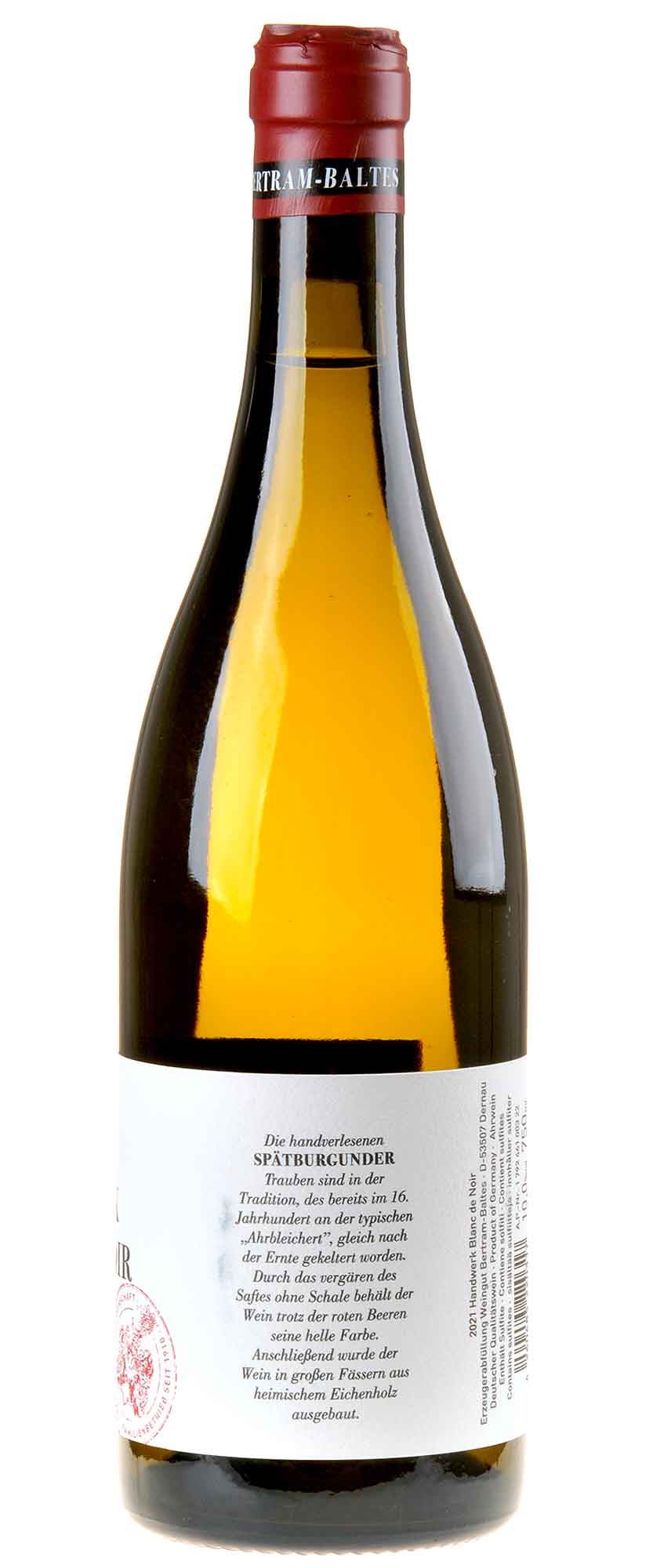 Bertram - Baltes Handwerk Blanc de Noir 2021 Seitenetikett