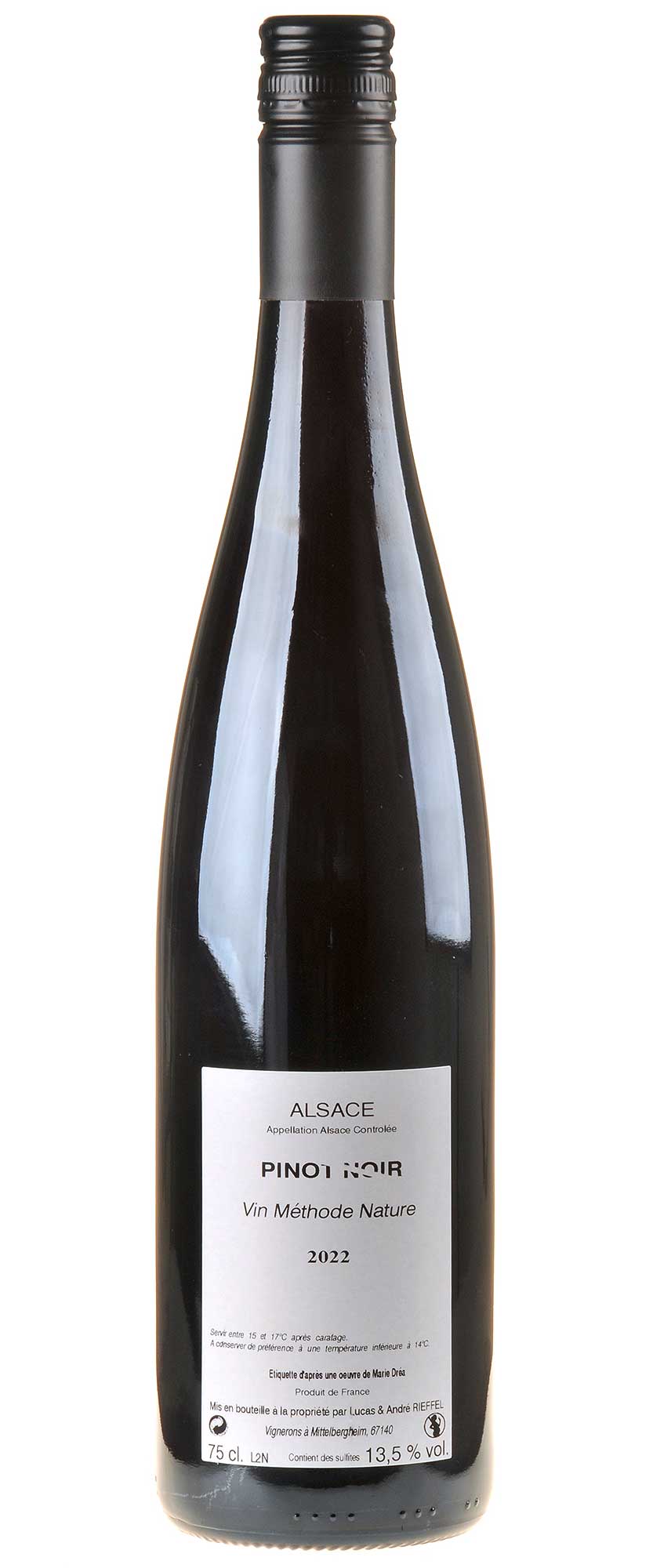 Domaine Rieffel Pinot Noir Nature 2022 Rücketikett