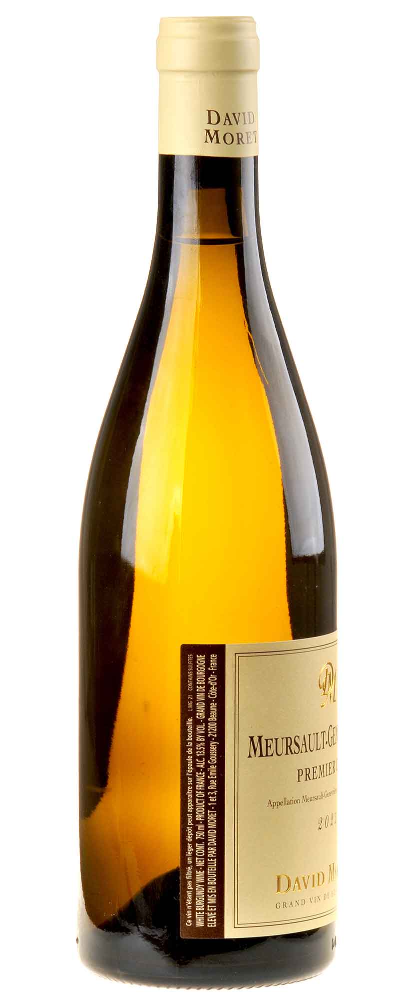 David Moret Meursault 1er Cru Les Genevrieres 2021 Rücketikett