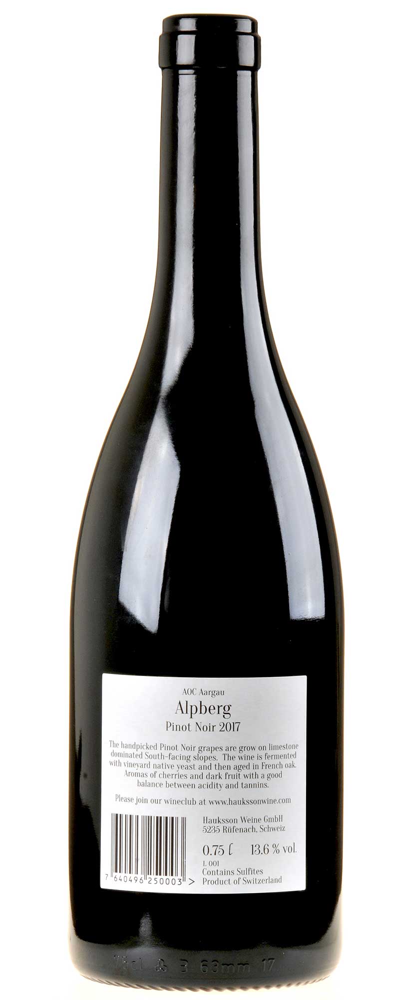 Hauksson Weine Pinot Noir Alpberg 2017 Rücketikette