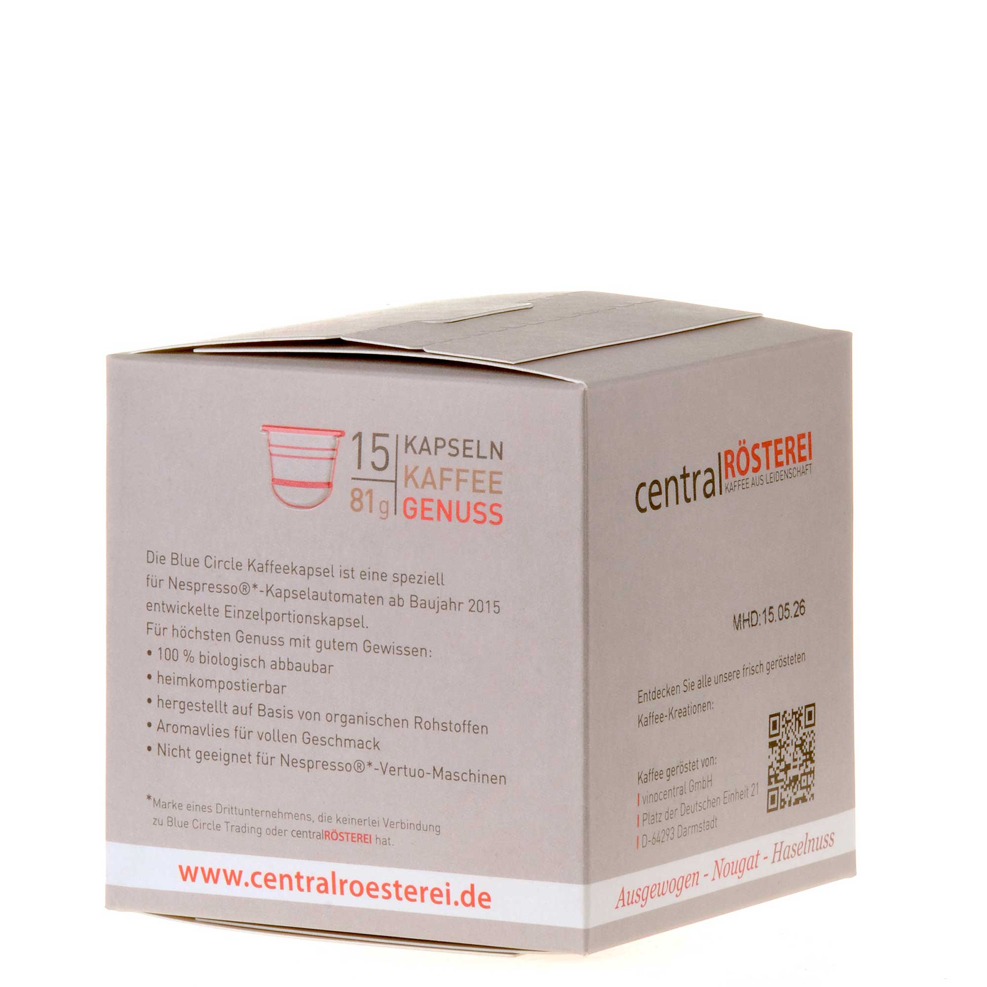 CentralRösterei Kaffeekapseln Fiorentino rechts