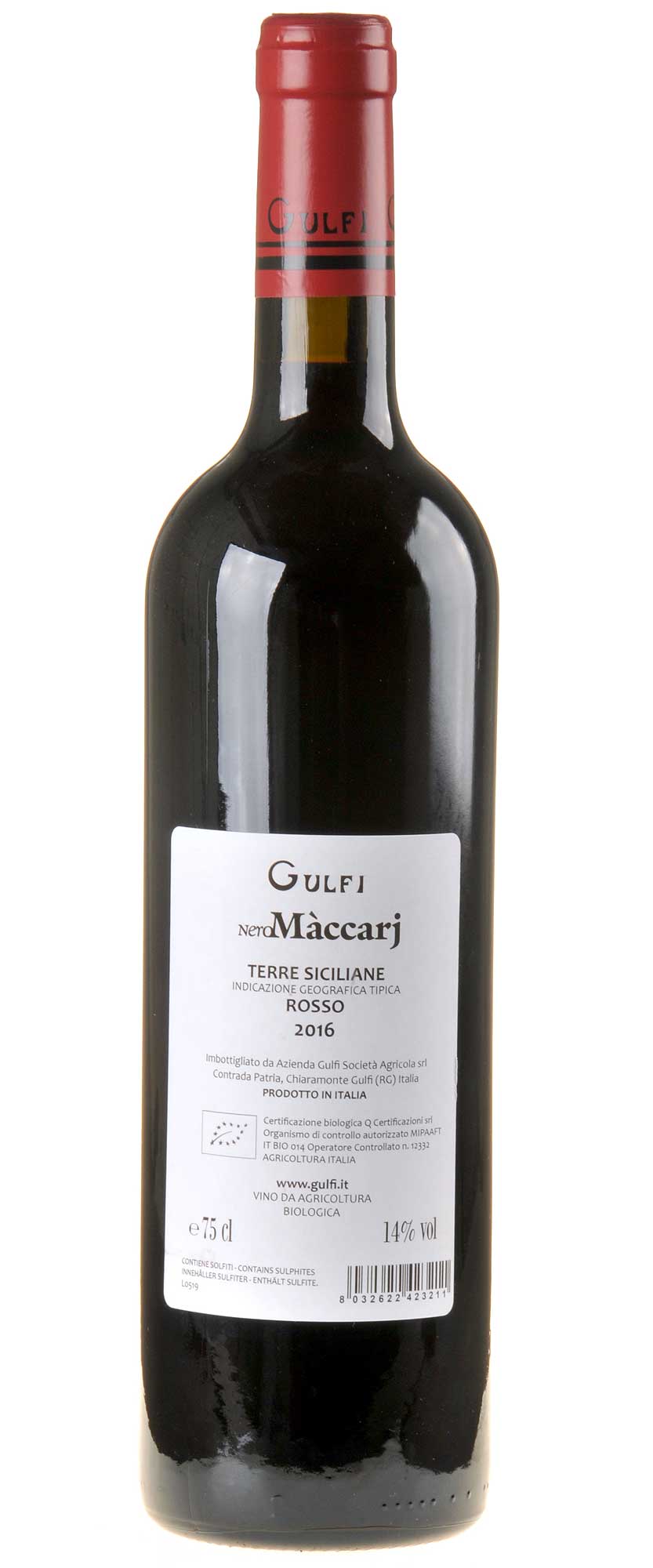 Gulfi NeroMaccarj Nero d'Avola 2016 Rücketikett