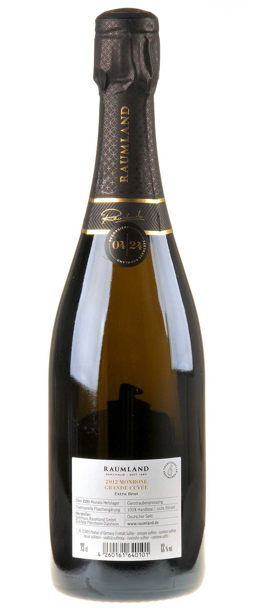 Sekthaus Raumland MonRose Grande Cuvée Extra Brut 2012 Rücketikett