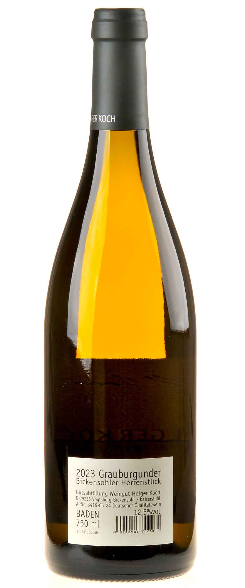 Holger Koch Grauburgunder Herrenstück 2023 Rücketikett