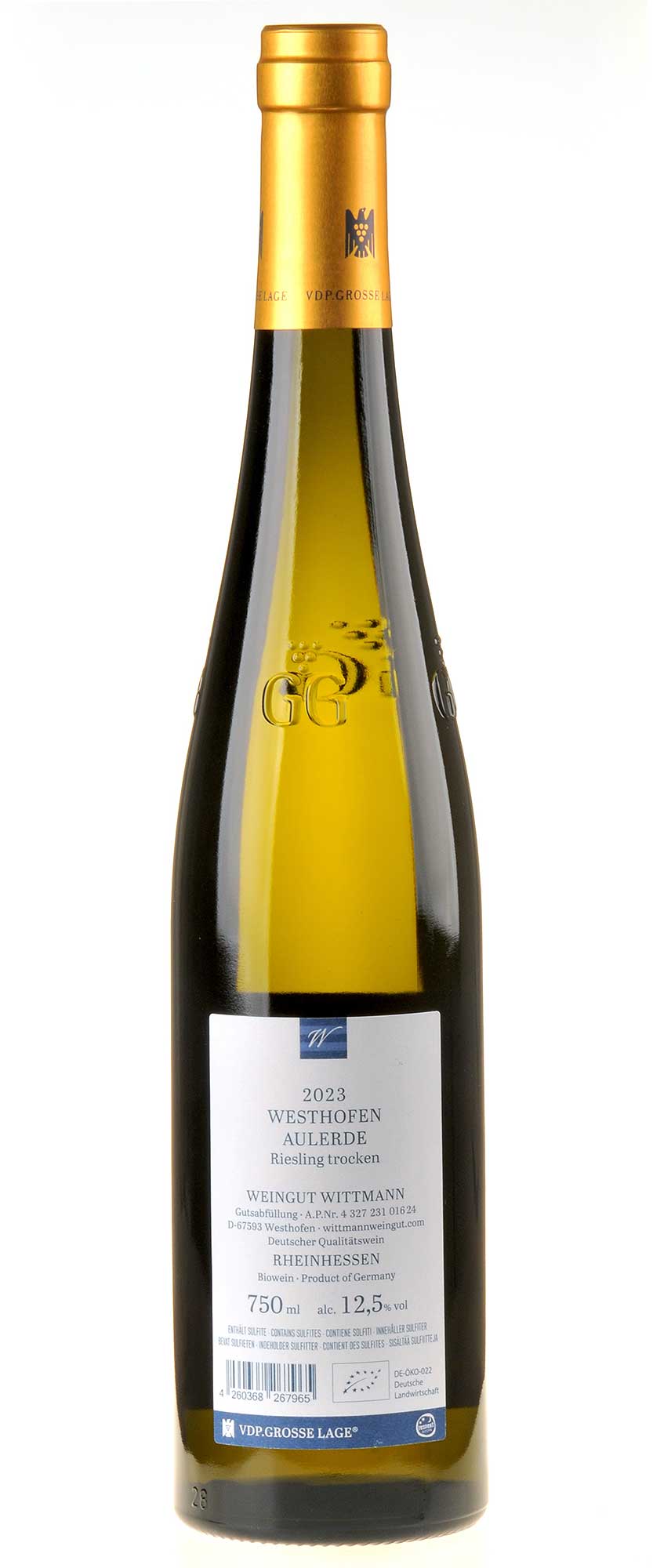 Weingut Wittmann Riesling Aulerde Großes Gewächs Bio 2023 Rücketikett