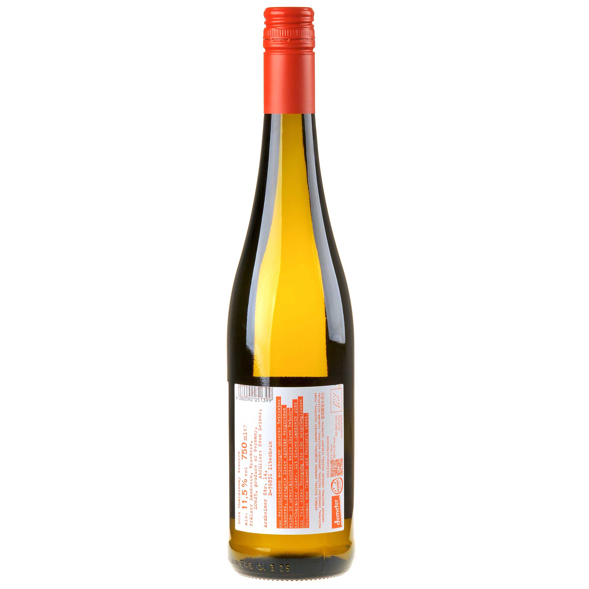 Weingut Leiner Chardonnay Handwerk Bio 2024 Rücketikett