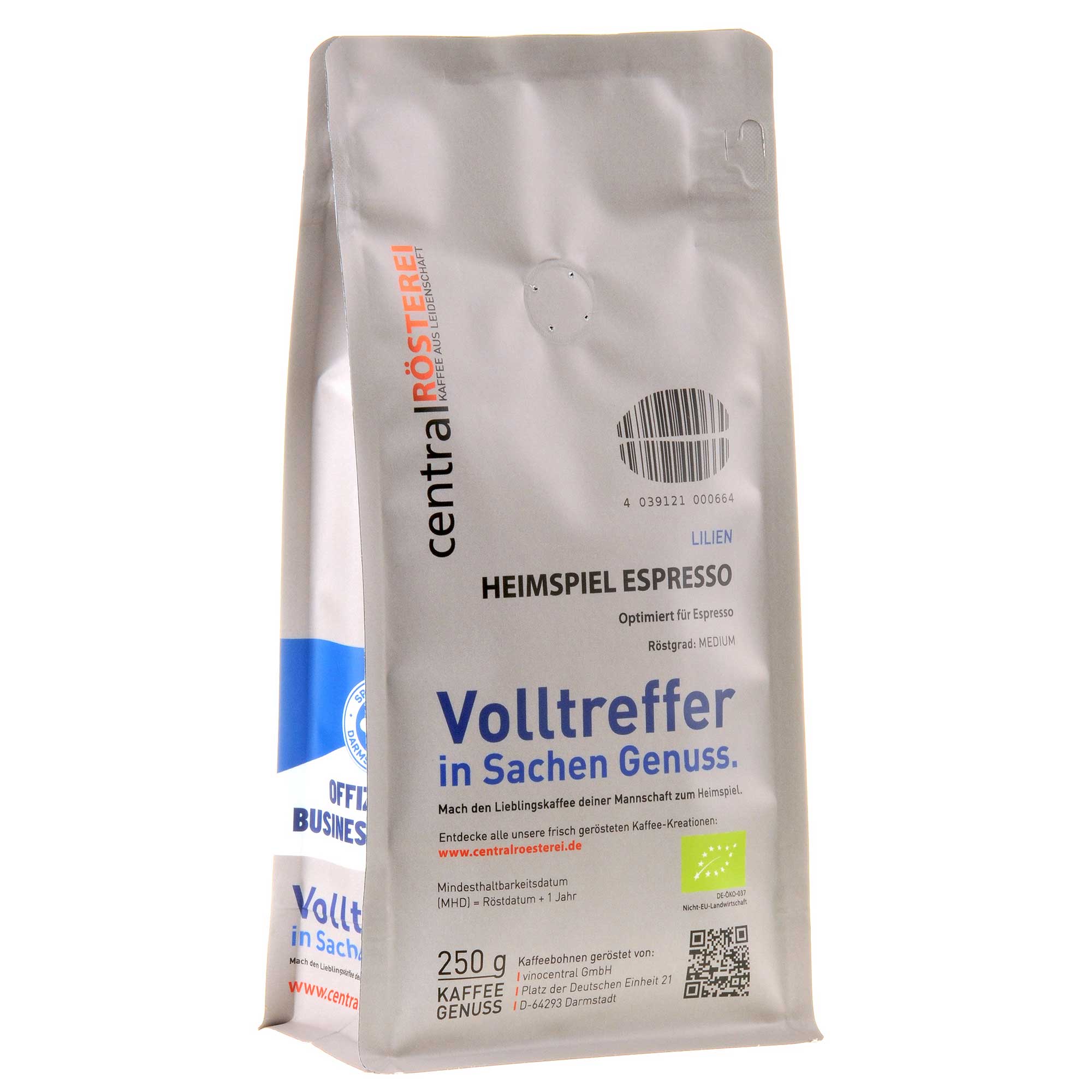 CentralRösterei Heimspiel Espresso bio Rücketikett