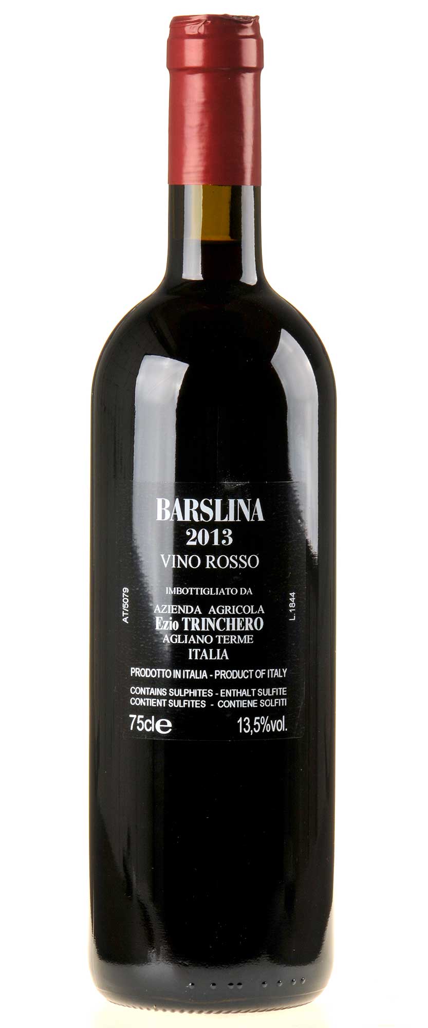 Trinchero Barslina 2013 Rücketikette