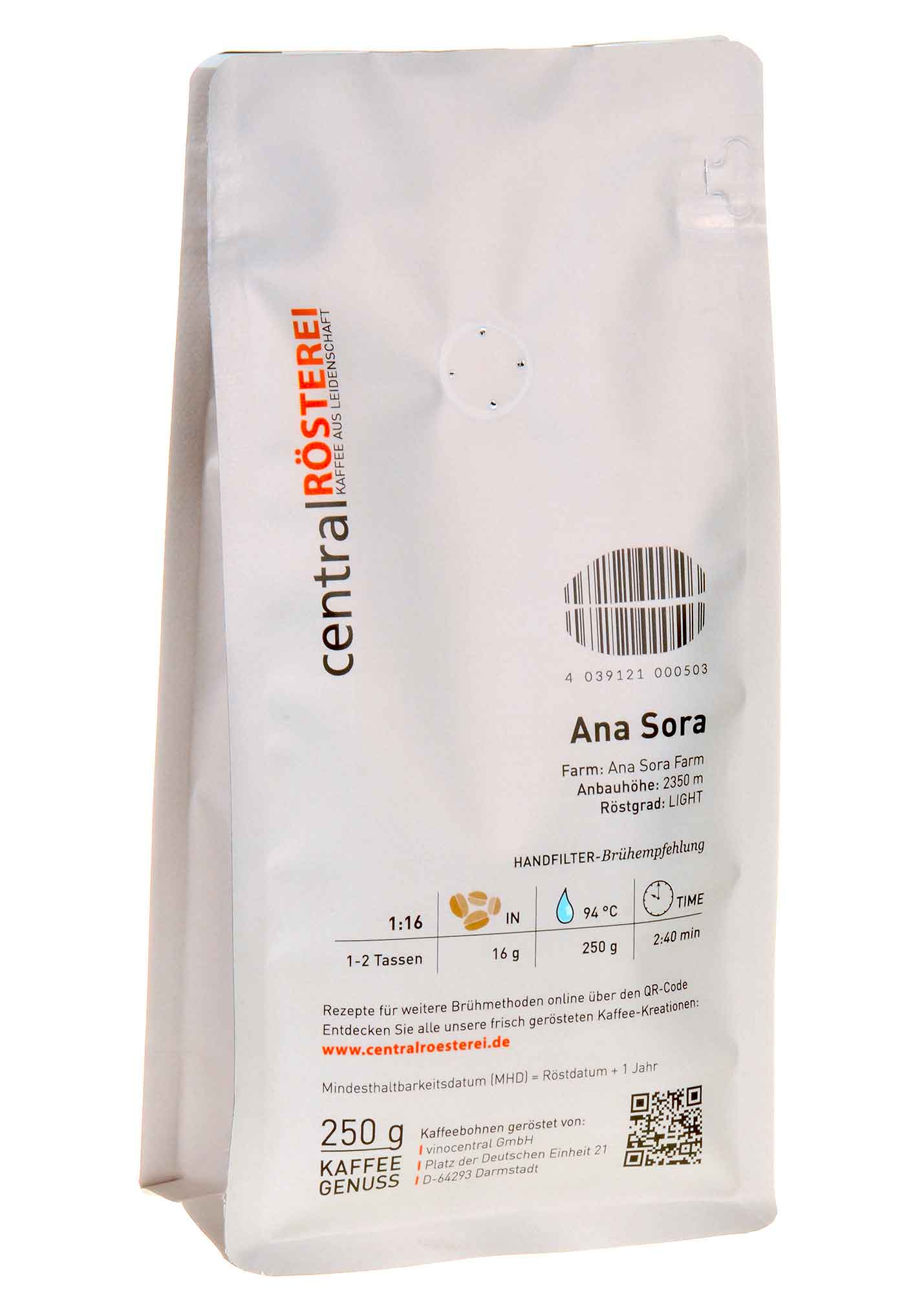 Bild CentralRösterei Ana Sora Guji 250g Rücketikett