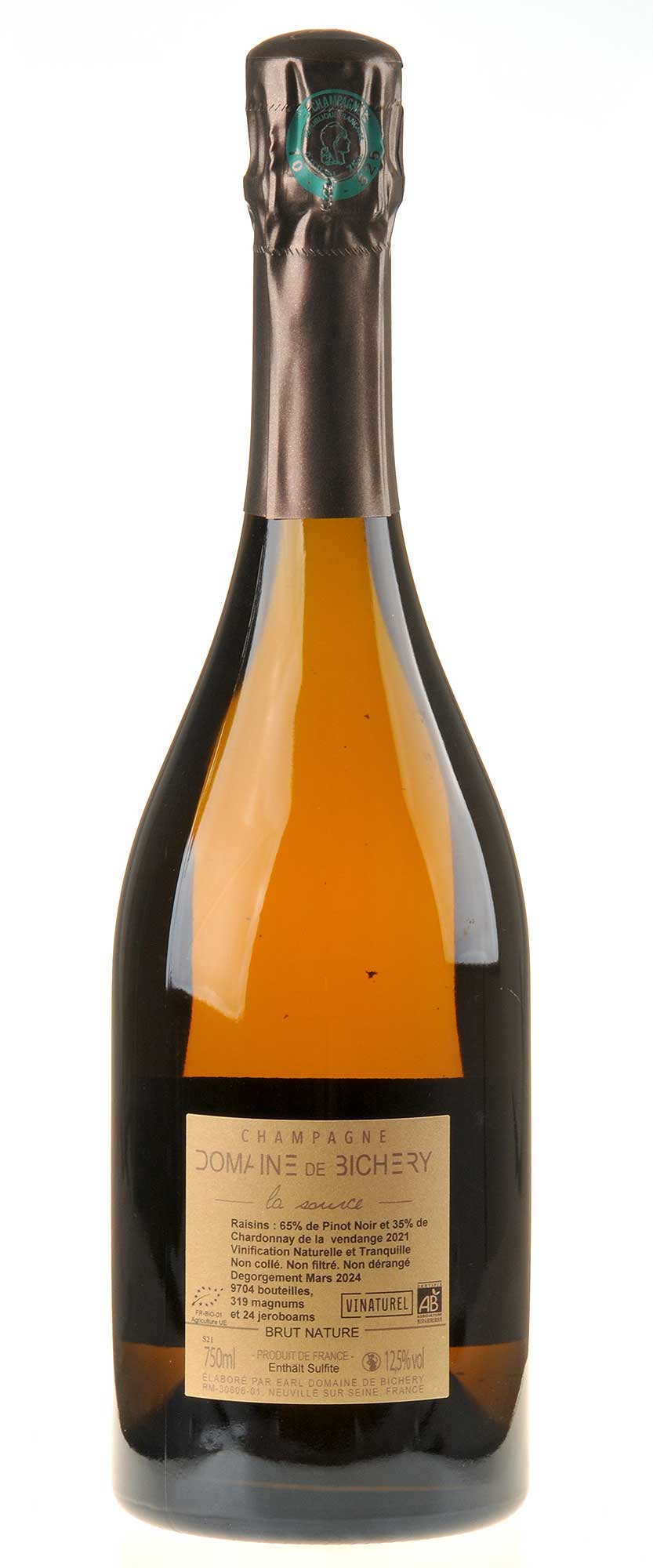 Domaine de Bichery La Source Brut Nature Bio 2021 Rücketikett
