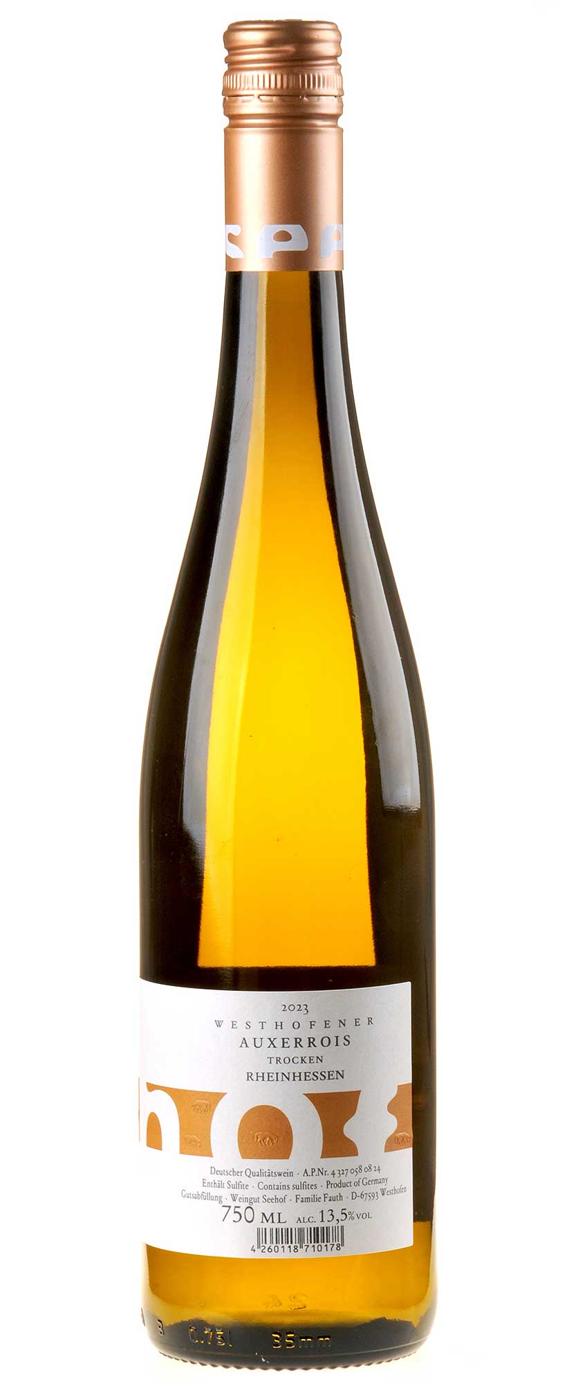 Bild Weingut Seehof Auxerrois vom Kalkstein 2023 Rücketikett