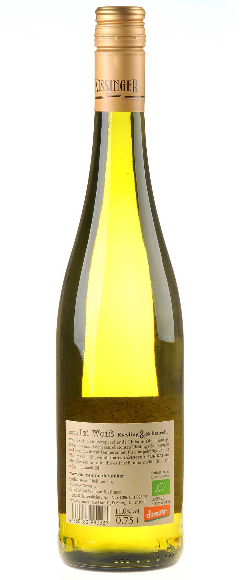 Weingut Kissinger Isi Weiß Riesling & Scheurebe 2023 Rücketikett