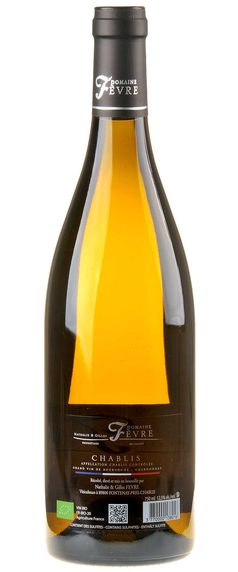 Domaine Nathalie et Gilles Fèvre Chablis Bio 2023 Rücketikett