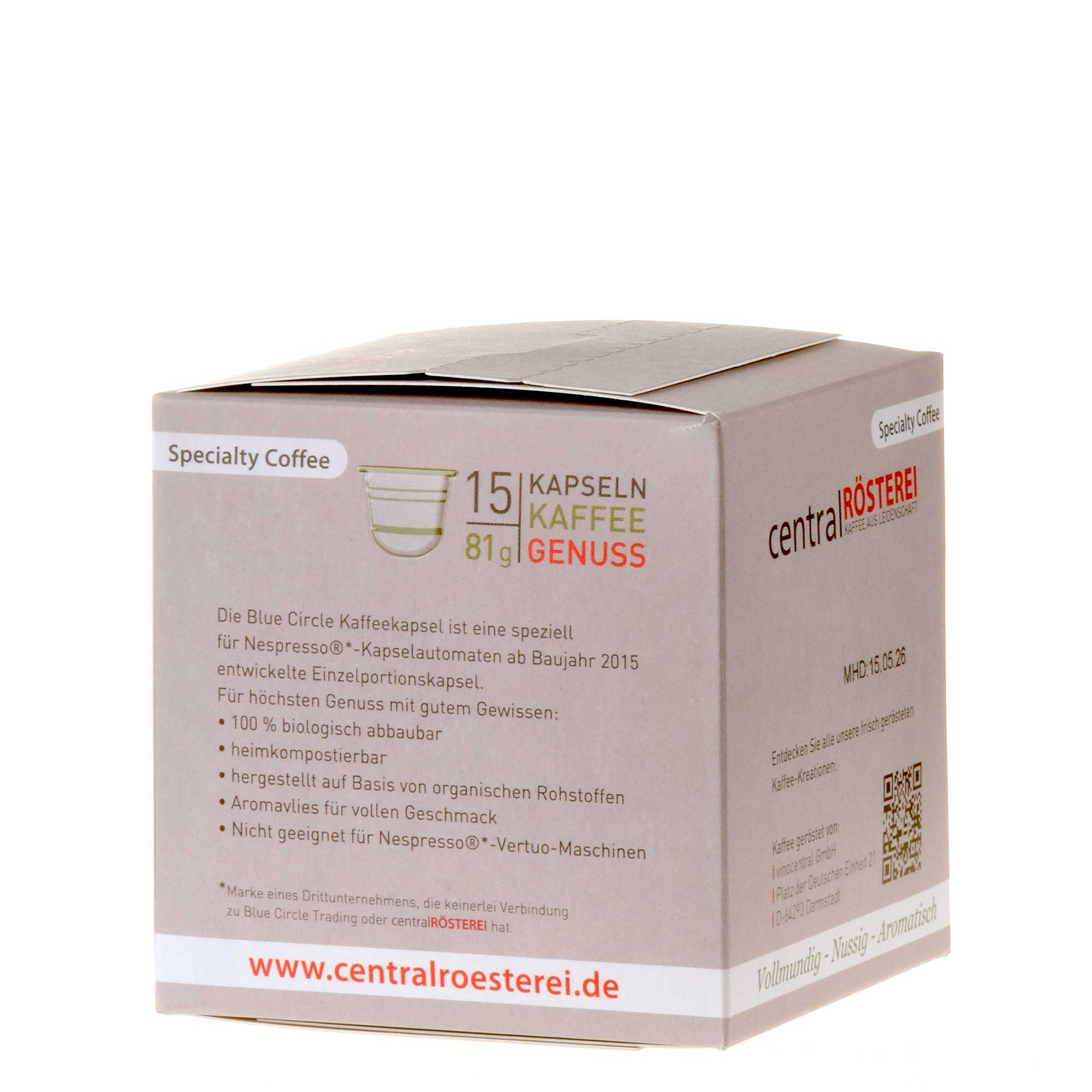 CentralRösterei Kaffeekapseln Sao Silvestre rechts